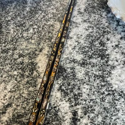 Sale Photo Thumbnail #301: Vintage Black Lacquer Chopsticks with Mother-of-Pearl Inlay