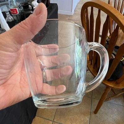 Clear Glass Beer Mug with C-Shaped Handle