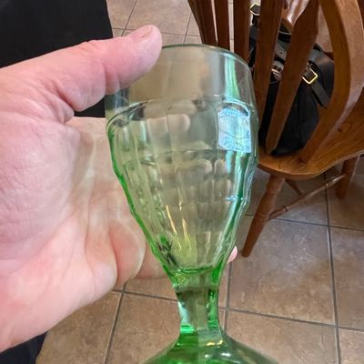 Sale Photo Thumbnail #425: Hazel Atlas Colonial Block Green Goblet