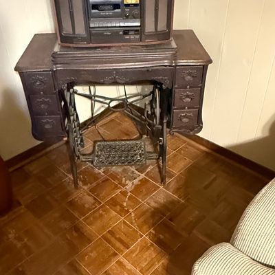 Vintage Sewing Machine Treadle Base Console Table