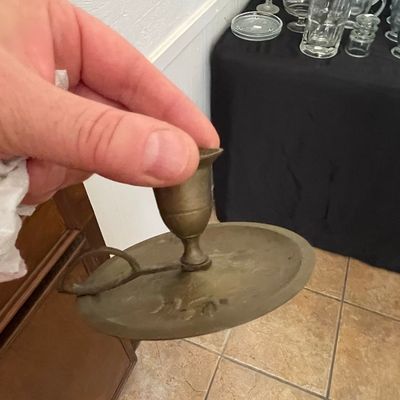 Sale Photo Thumbnail #271: Vintage Brass Chamberstick Candle Holder - "Wee Willie Winkie" Style
