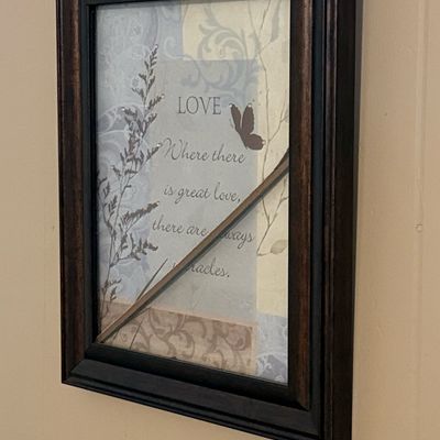 Sale Photo Thumbnail #564: Decorative Inspirational Wall Art with Broken Glass