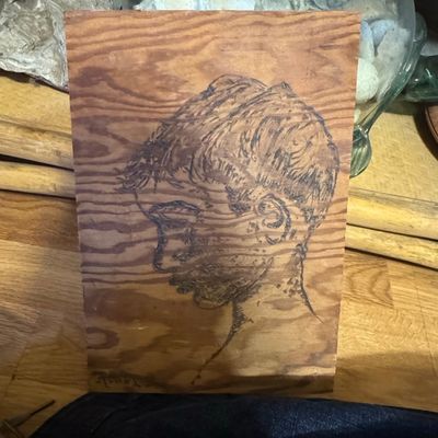 Sale Photo Thumbnail #319: Original Portrait Sketch on Plywood Panel