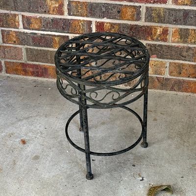 Sale Photo Thumbnail #248: Vintage Wrought Iron Plant Stand with Scrollwork