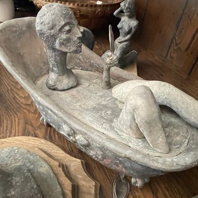 Whimsical Cast Metal Bathtub Sculpture