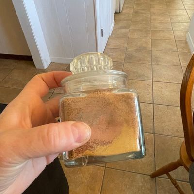 Vintage Clear Glass Spice Jar with Ribbed Lid