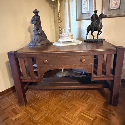 Mission Oak Library Table with Drawer