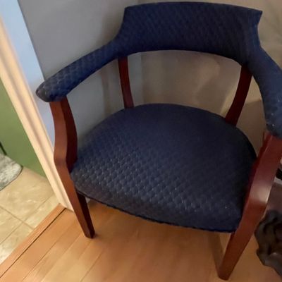 Mid-Century Style Barrel Chair with Geometric Upholstery