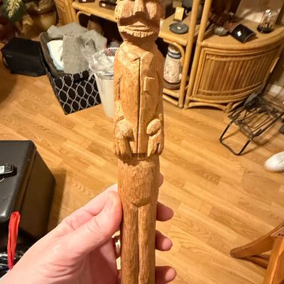 Sale Photo Thumbnail #361: Hand-Carved Folk Art Wooden Figurine - Moai Style