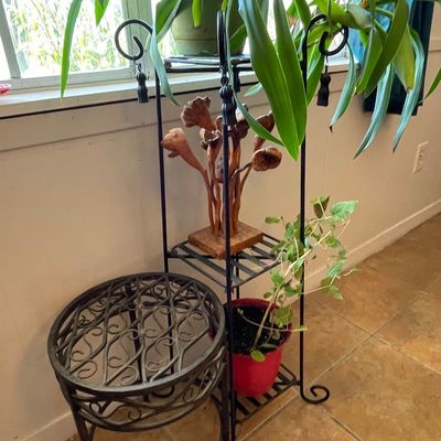 Sale Photo Thumbnail #265: Wrought Iron Plant Stand Set with Scrollwork Table