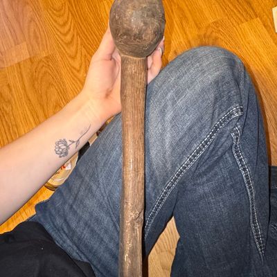 Primitive Folk Art Carved Wood Walking Stick Cane