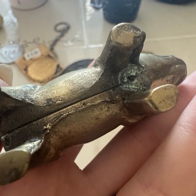 Sale Photo Thumbnail #462: Vintage Solid Brass Pig Figurine Paperweight