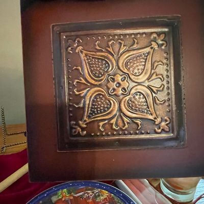 Sale Photo Thumbnail #276: Decorative Embossed Metal Wall Tile - Floral Quatrefoil