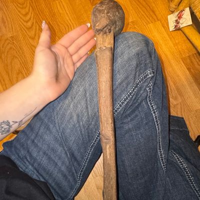 Primitive Folk Art Carved Wood Walking Stick Cane