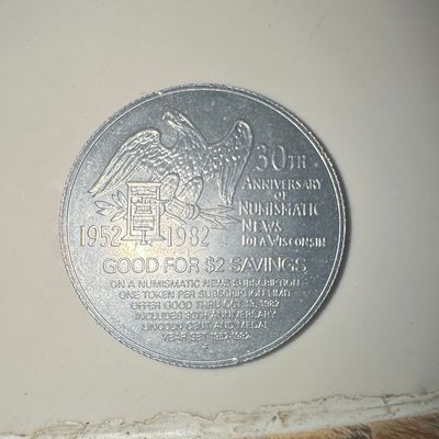 Sale Photo Thumbnail #584: Numismatic News 30th Anniversary Promotional Token - Lincoln Memorial & Lincoln Profile