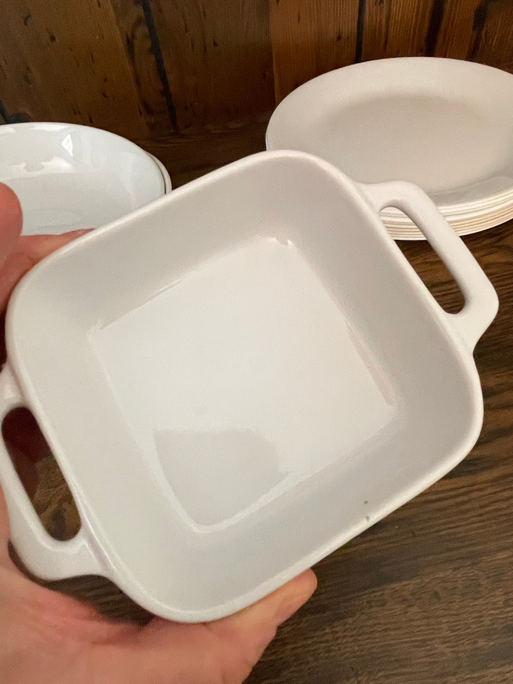 Sale Photo Thumbnail #594: White Ceramic Square Baker with Handles - CorningWare