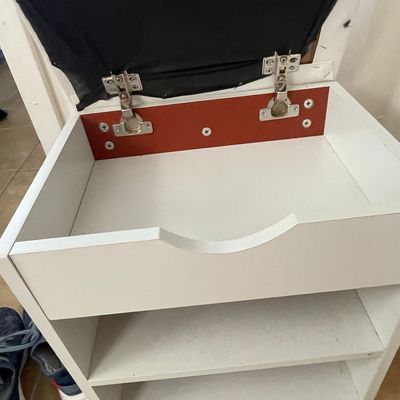 Sale Photo Thumbnail #404: White Shoe Bench with Storage and Padded Seat