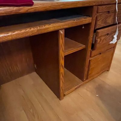 Sale Photo Thumbnail #471: Vintage Oak Computer Desk with Drawers