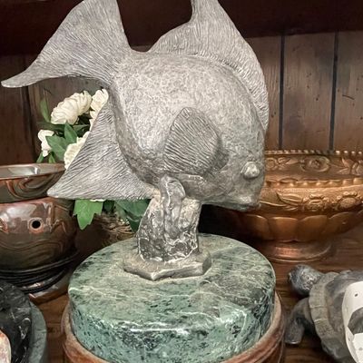 Sale Photo Thumbnail #113: Vintage Angelfish Sculpture on Marble Base
