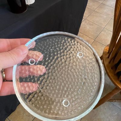 Vintage Clear Glass Candle Plate with Dimpled Surface