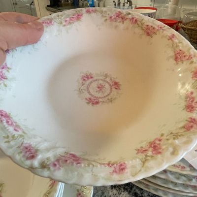 Sale Photo Thumbnail #412: Antique Zeh Scherzer Orleans Pink Roses Coupe Soup Bowl