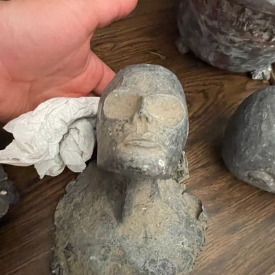 Brutalist Style Cast Metal Bust