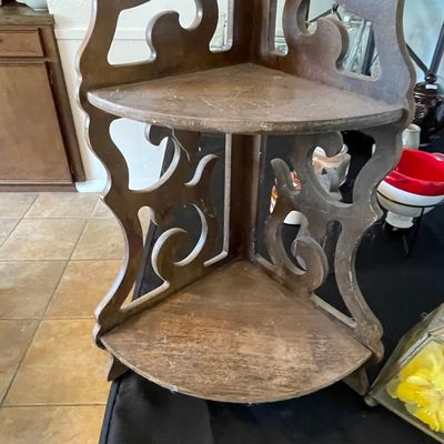 Sale Photo Thumbnail #222: Victorian Style Hand-Carved Walnut Corner Shelf