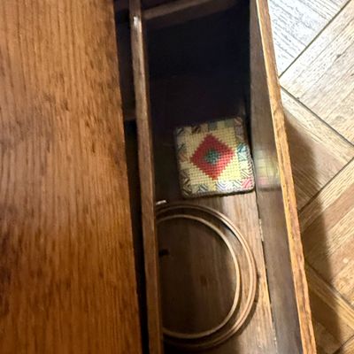Vintage Wooden Sewing Box with Handle
