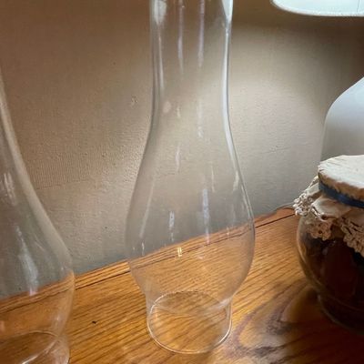 Sale Photo Thumbnail #522: Vintage Clear Glass Oil Lamp Chimney