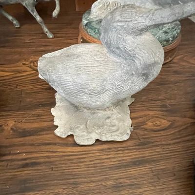 Vintage Cast Metal Pelican Sculpture
