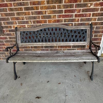 Cast Iron and Wood Slat Garden Bench