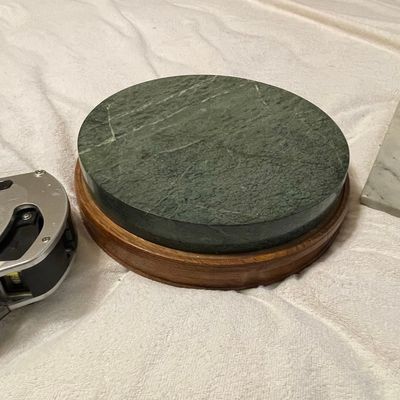Sale Photo Thumbnail #269: Round Green Marble Cheese Board with Wooden Base