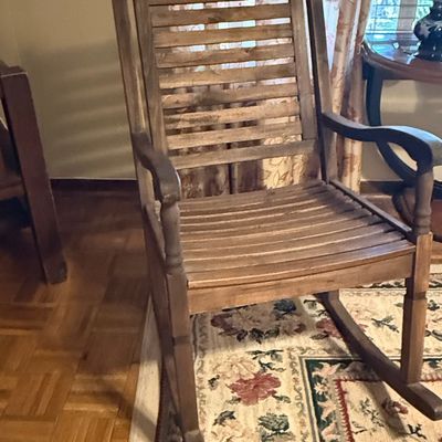 Traditional Slat-Back Wooden Rocking Chair