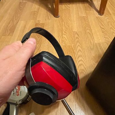 Sale Photo Thumbnail #542: Vintage Red and Black Industrial Earmuffs