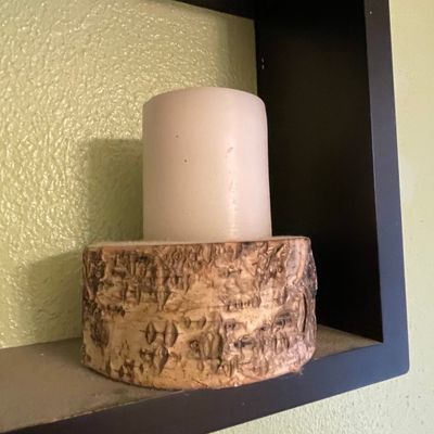 Sale Photo Thumbnail #572: Rustic Birch Wood Pillar Candle Holder