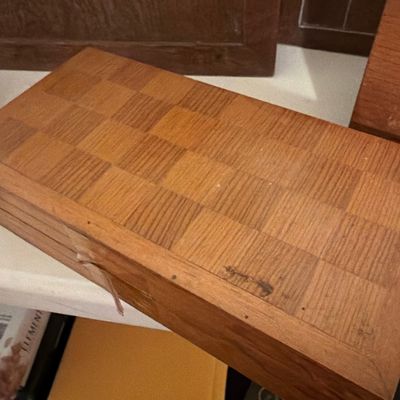 Sale Photo Thumbnail #217: Vintage Staunton-Style Wooden Chess Set in Folding Board Box
