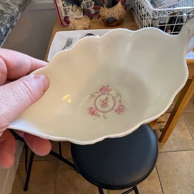 Sale Photo Thumbnail #300: Vintage Pink Rose Floral Porcelain Serving Dish