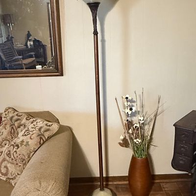 Sale Photo Thumbnail #110: Traditional Torchiere Floor Lamp with Faux Marble Glass Shade