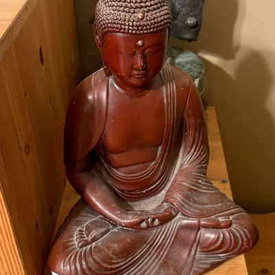 Sale Photo Thumbnail #245: Vintage Red Resin Seated Buddha Statue