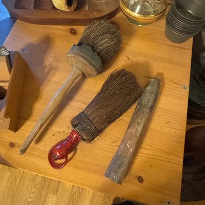 Sale Photo Thumbnail #201: Vintage Household Cleaning Brush Assortment - Shaker Style and Red Ring-Pull Handle