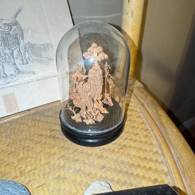 Sale Photo Thumbnail #254: Vintage Chinese Cork Carving Diorama in Glass Dome with Pagoda and Trees