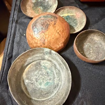 Sale Photo Thumbnail #115: Set of Five Hand-Hammered Copper Bowls
