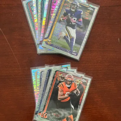 2025 Topps Chrome Pulsar Lot. Justin Jefferson, Tee Higgins, and More