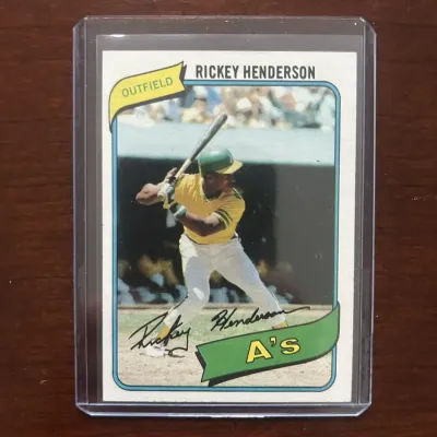 1980 Topps Baseball Card. Rickey Henderson Rookie - Oakland Athletics. Card #482