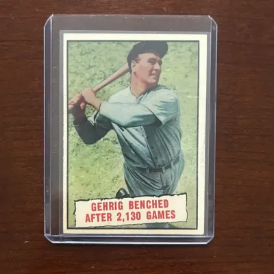 1961 Topps Baseball Card. Lou Gehrig - Card #405