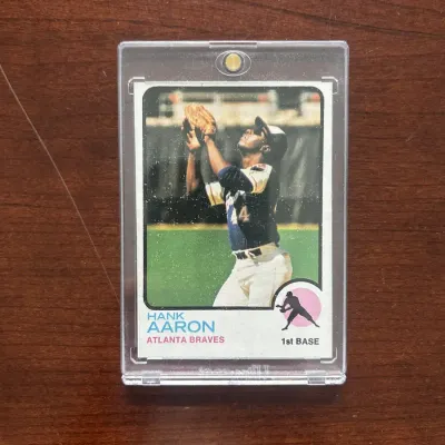 1973 Topps Baseball Card. Hank Aaron - Milwaukee Braves. Card #100
