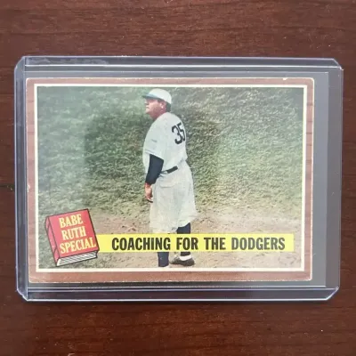 1962 Topps Baseball Card. Babe Ruth - Coaching For The Dodgers. Card #142