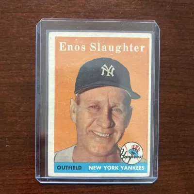 1958 Topps Baseball Card. Enos Slaughter - New York Yankees. Card #142