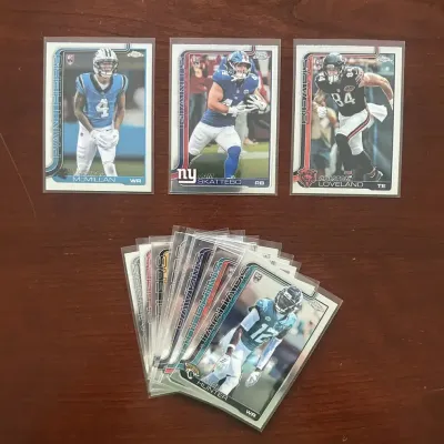 2025 Topps Chrome Football Cards. Rookies - Cam Skattebo, Colston Loveland, Travis Hunter, and More