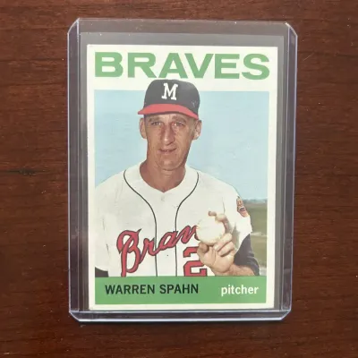 1964 Topps Baseball Card. Warren Spahn - Milwaukee Braves. Card #400